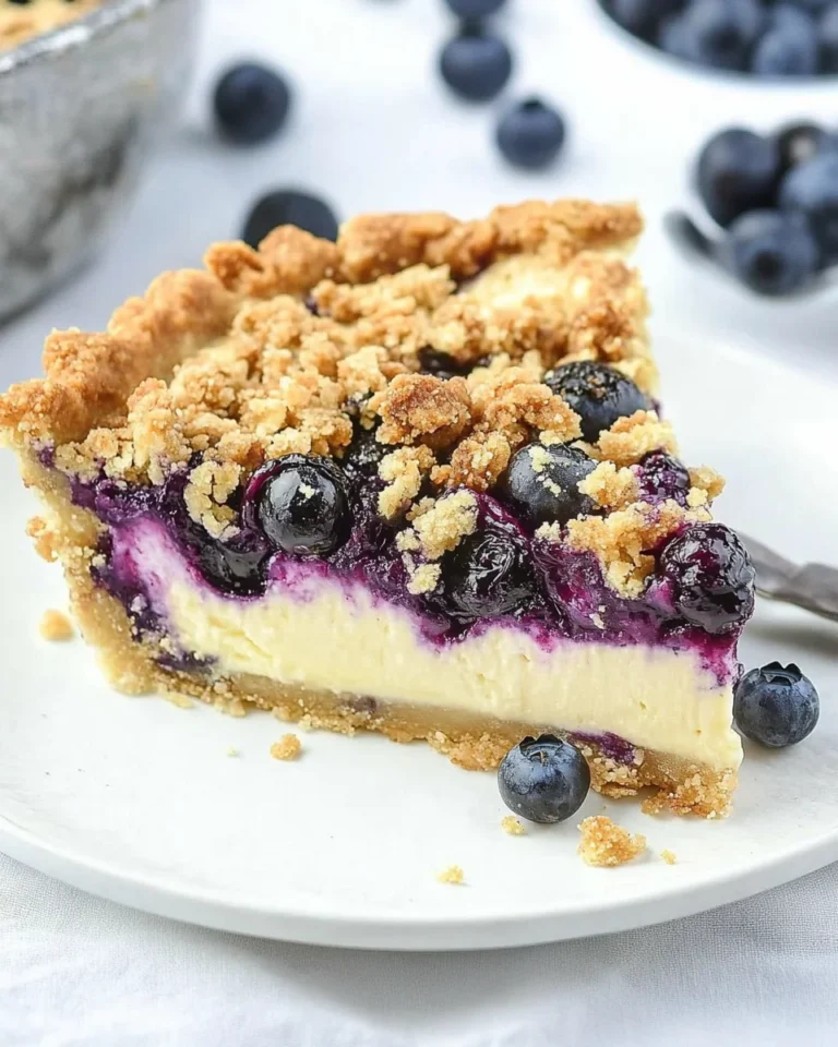 Blueberry Crumble Cheesecake Pie