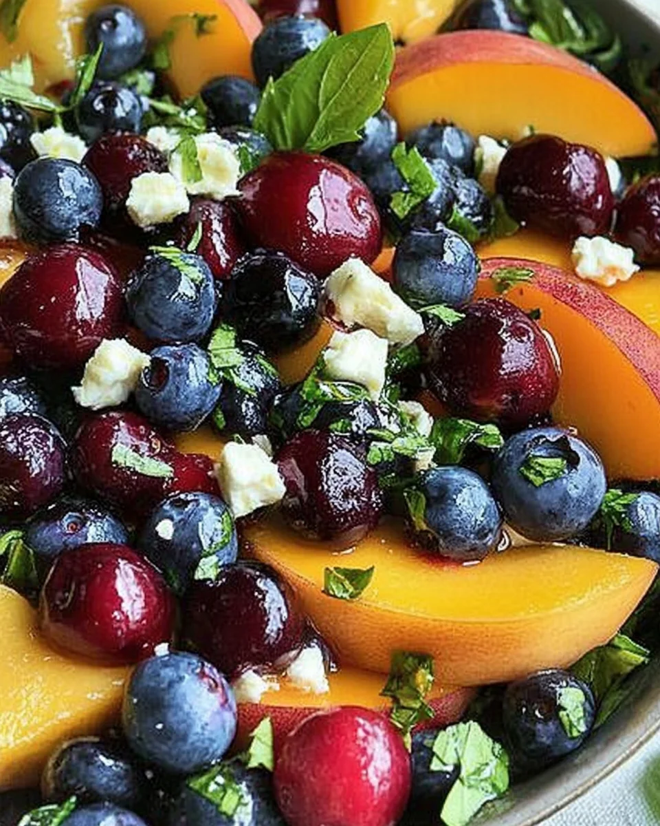 Blueberry Peach Feta Salad