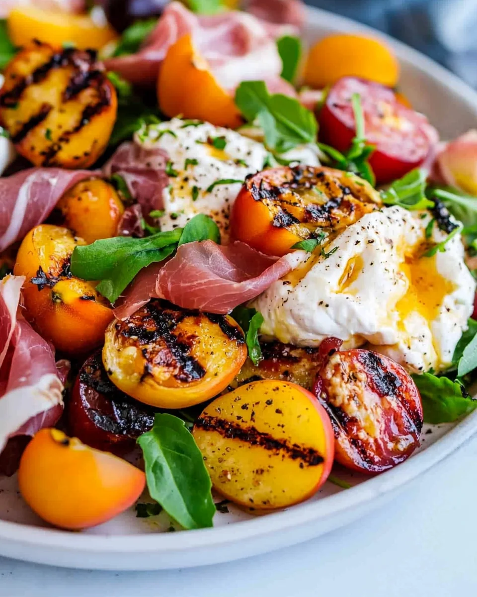 Grilled Nectarine Burrata Prosciutto Salad