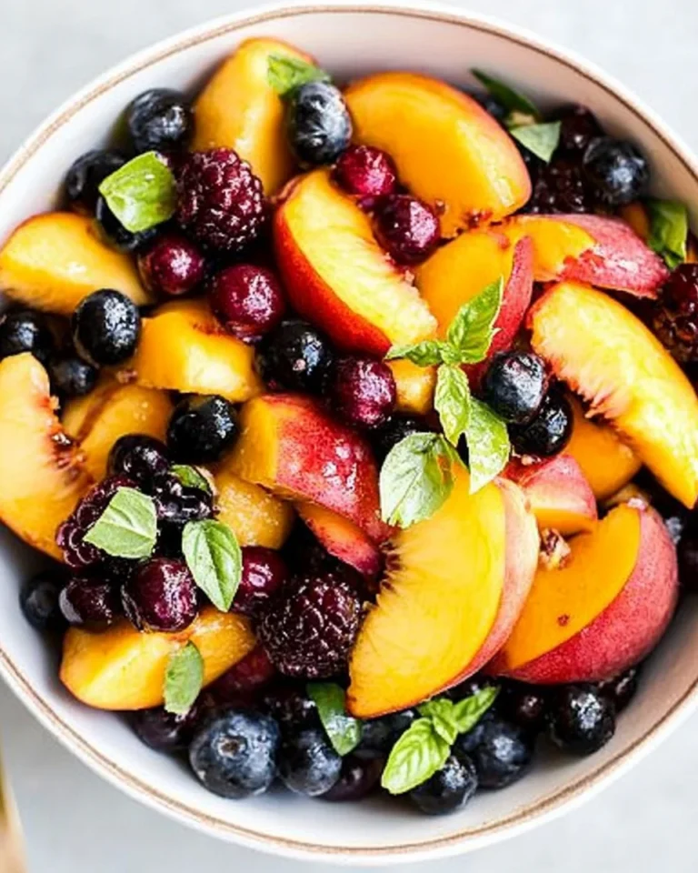 Honey Lime Basil Peach Fruit Salad