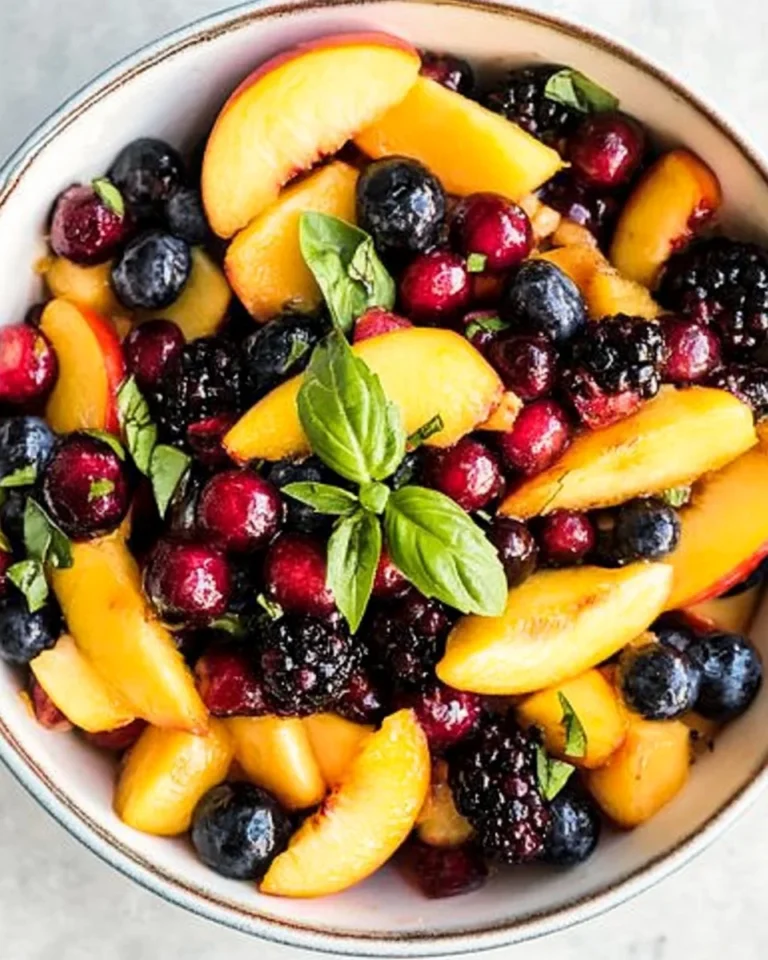 Honey Lime Basil Peach Fruit Salad