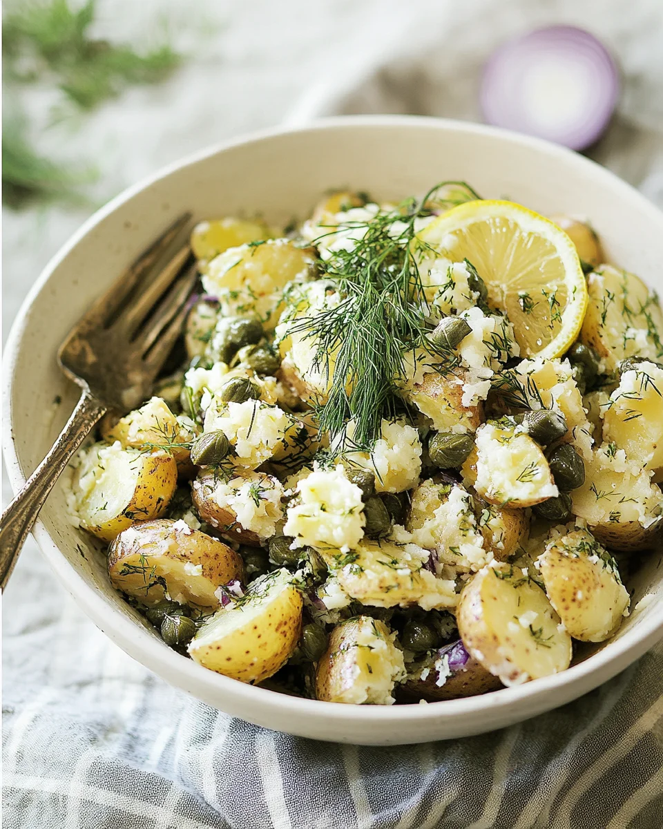 Lemon and Herb Potato Salad with dill and capers
