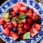 Watermelon Fruit Salad with Lime Mint Dressing