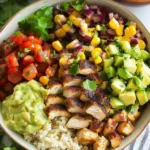 Grilled Chicken Burrito Bowls with Avocado Salsa
