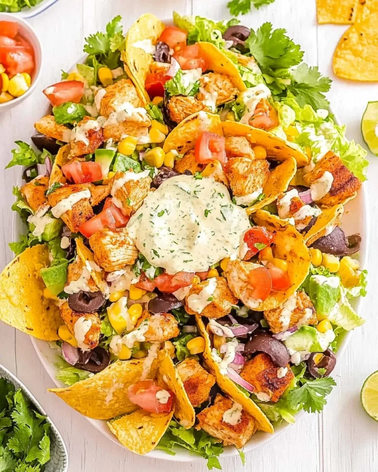 Loaded Chicken Taco Salad with Creamy Lime-Cilantro Dressing