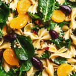 Mandarin Pasta Spinach Salad with Teriyaki Dressing