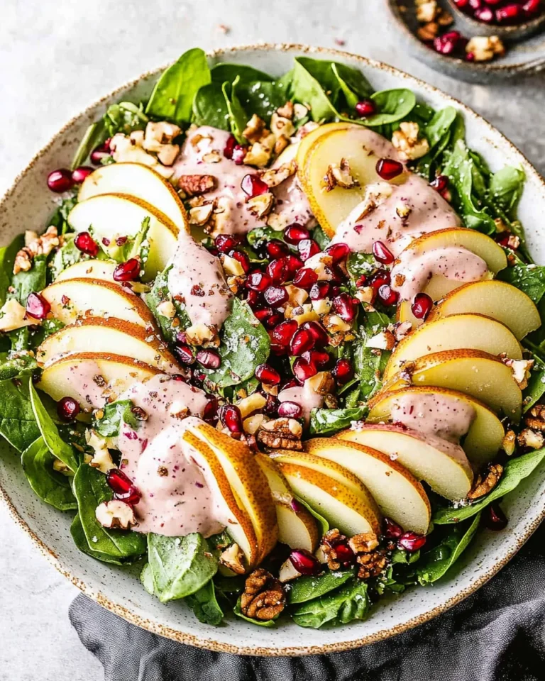 Pear Salad with Creamy Pomegranate Dressing