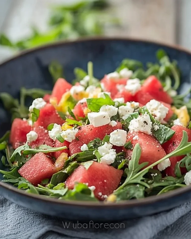 Watermelon Salad with Arugula, Feta, & Fresh Herbs