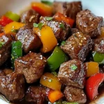 Air Fryer Honey Garlic Steak and Sweet Peppers