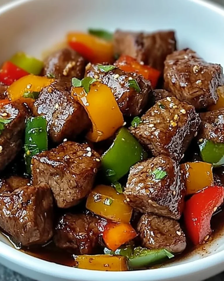 Air Fryer Honey Garlic Steak and Sweet Peppers