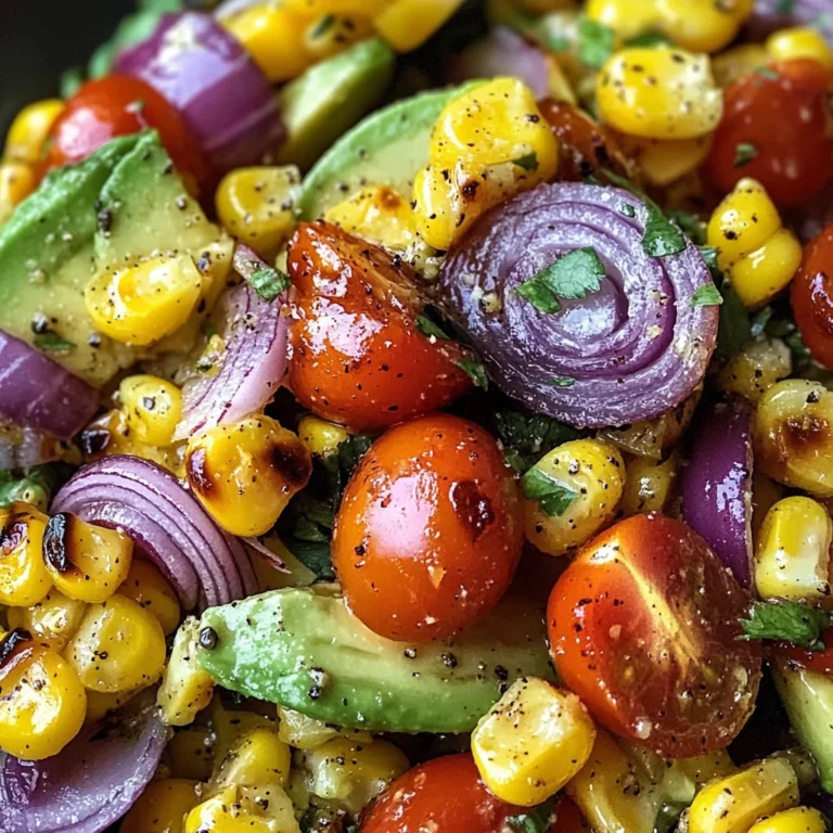 Charred Corn Avocado Salad with Roasted Red Onions
