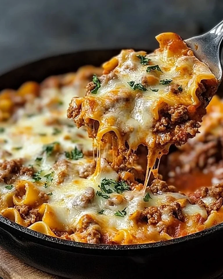 Cheesy Beef Lasagna Skillet