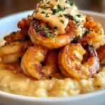 Crispy Shrimp and Grits with Crab Cream Sauce