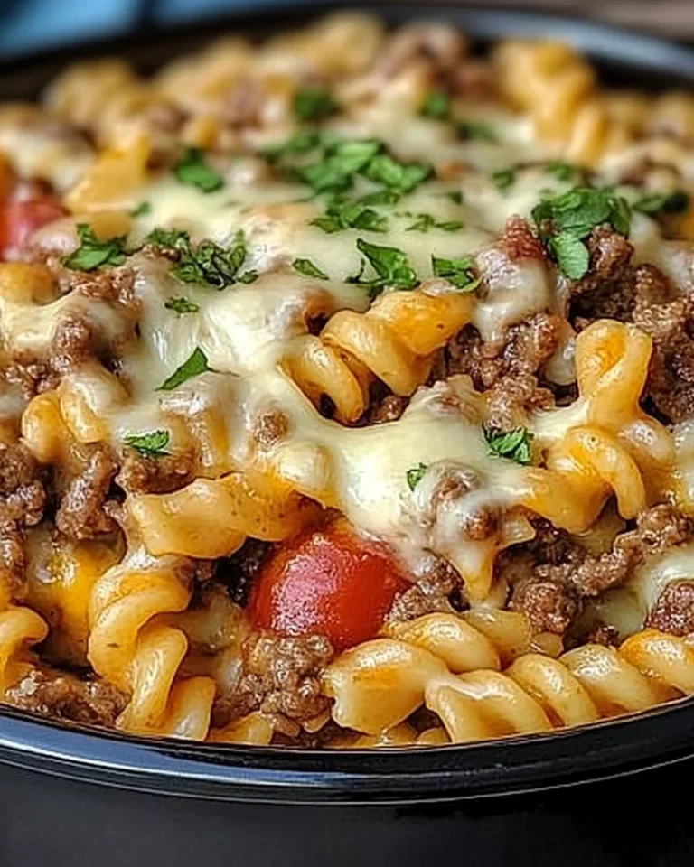 Crockpot Philly Cheesesteak Pasta Casserole