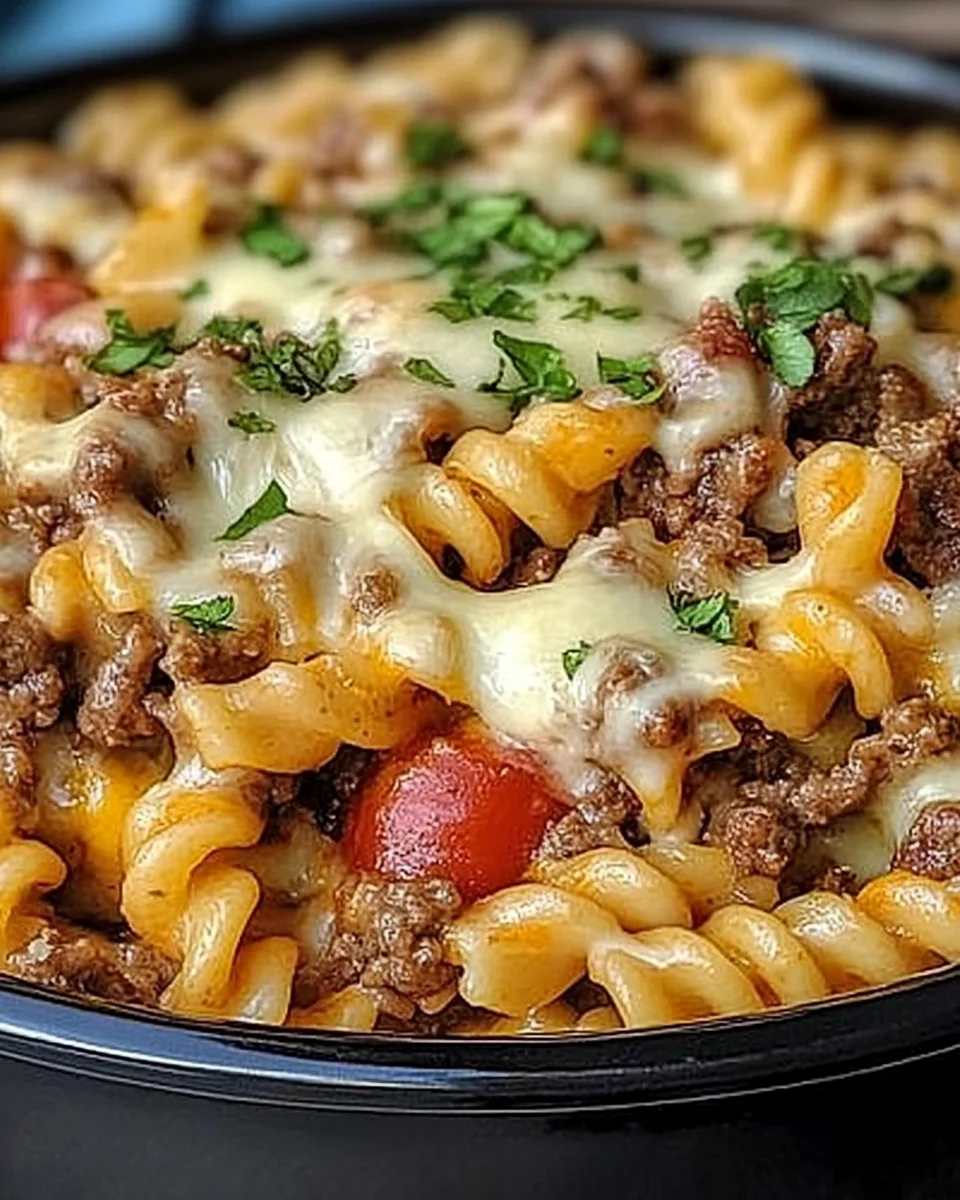 Crockpot Philly Cheesesteak Pasta Casserole