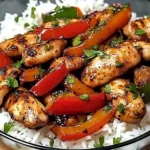 Grilled Garlic Chicken with Peppers and Rice