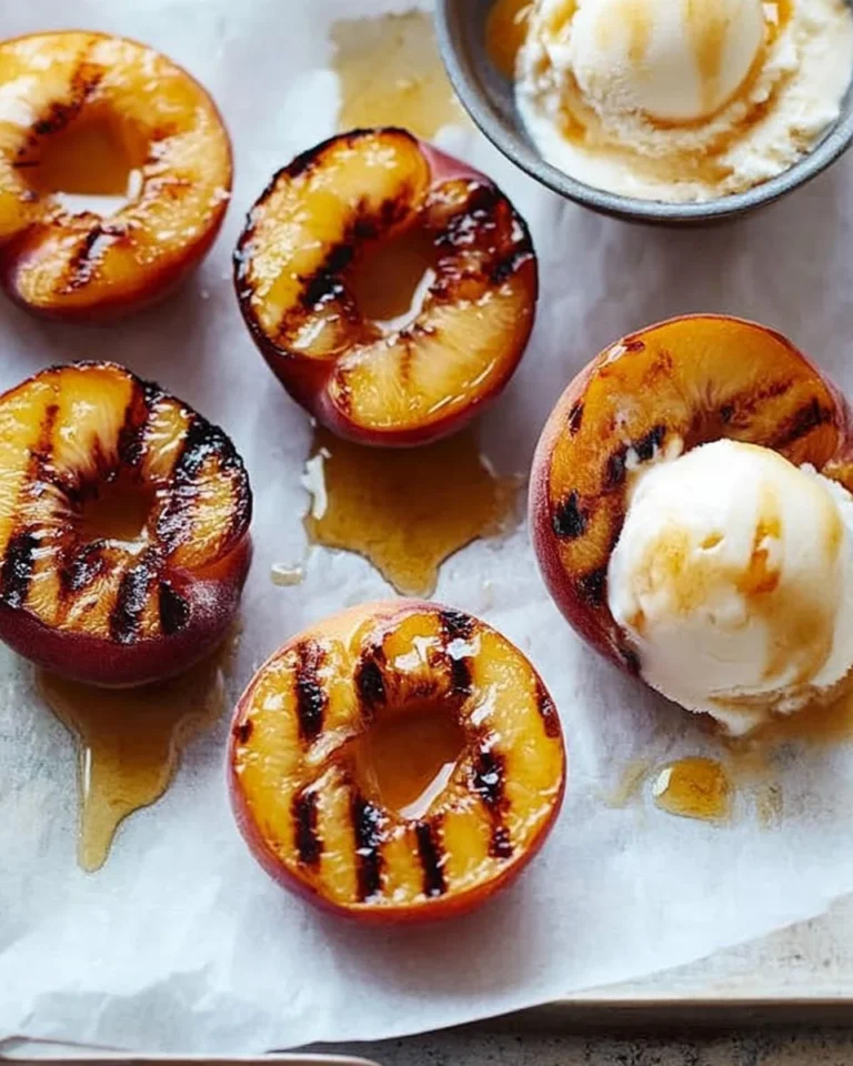 Grilled Peaches with Vanilla Ice Cream