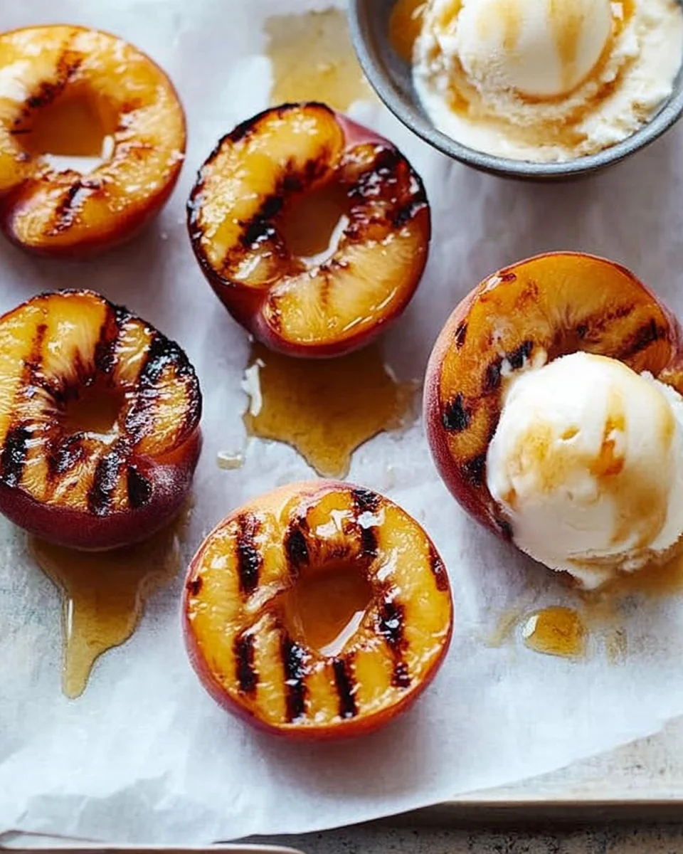 Grilled Peaches with Vanilla Ice Cream