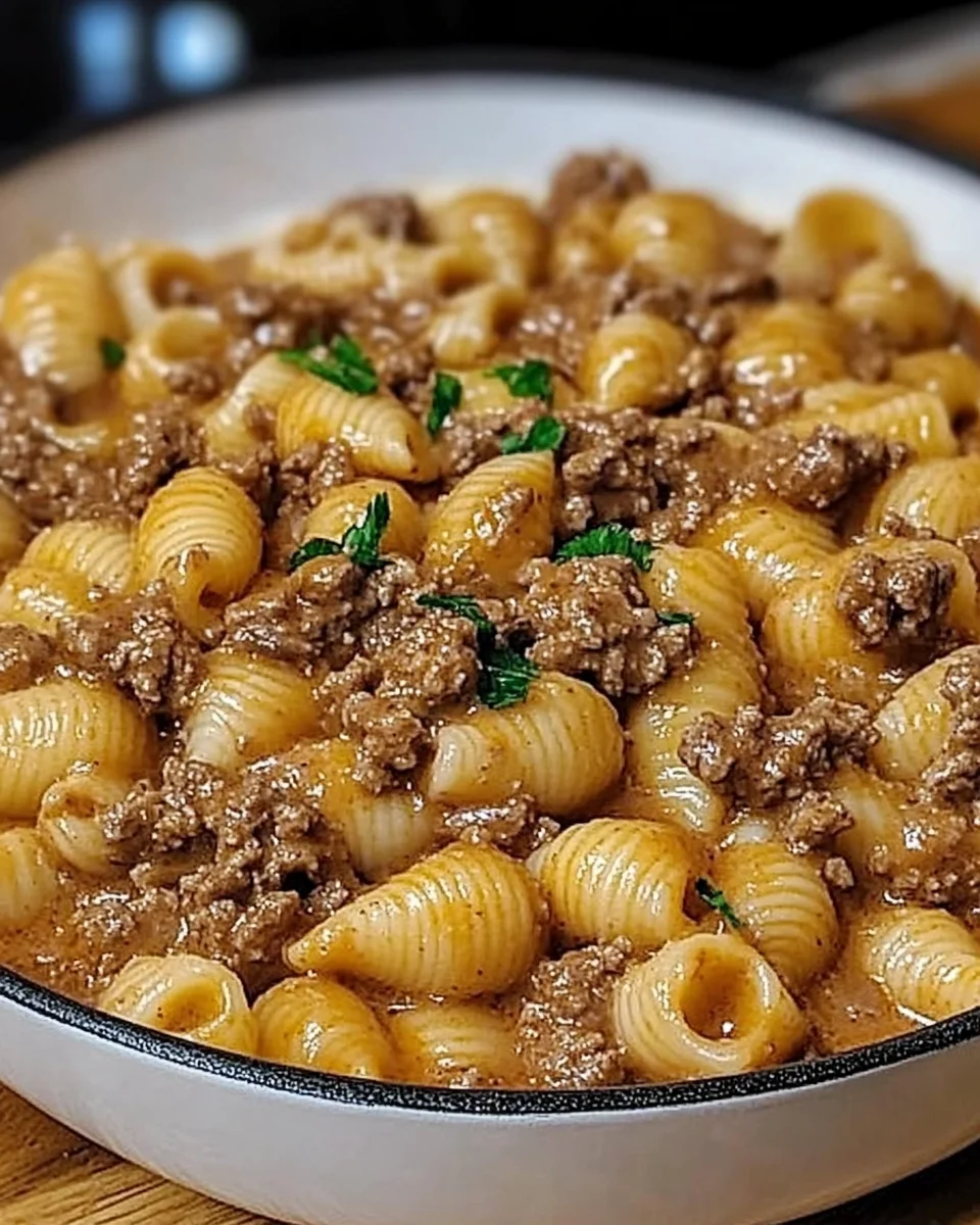 One-Pot Creamy Beef and Shells