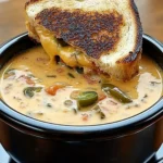 Spicy Jalapeño Popper Soup with Grilled Cheese Dippers