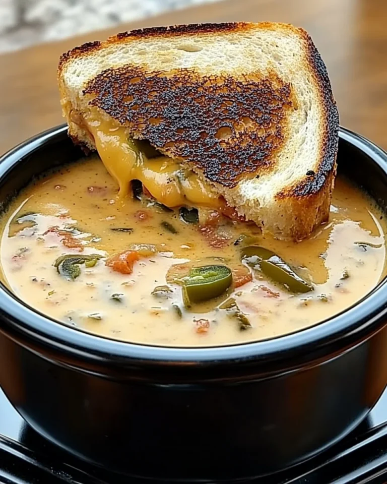 Spicy Jalapeño Popper Soup with Grilled Cheese Dippers