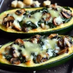 Spinach, Mushroom, and Ricotta Stuffed Zucchini Boats