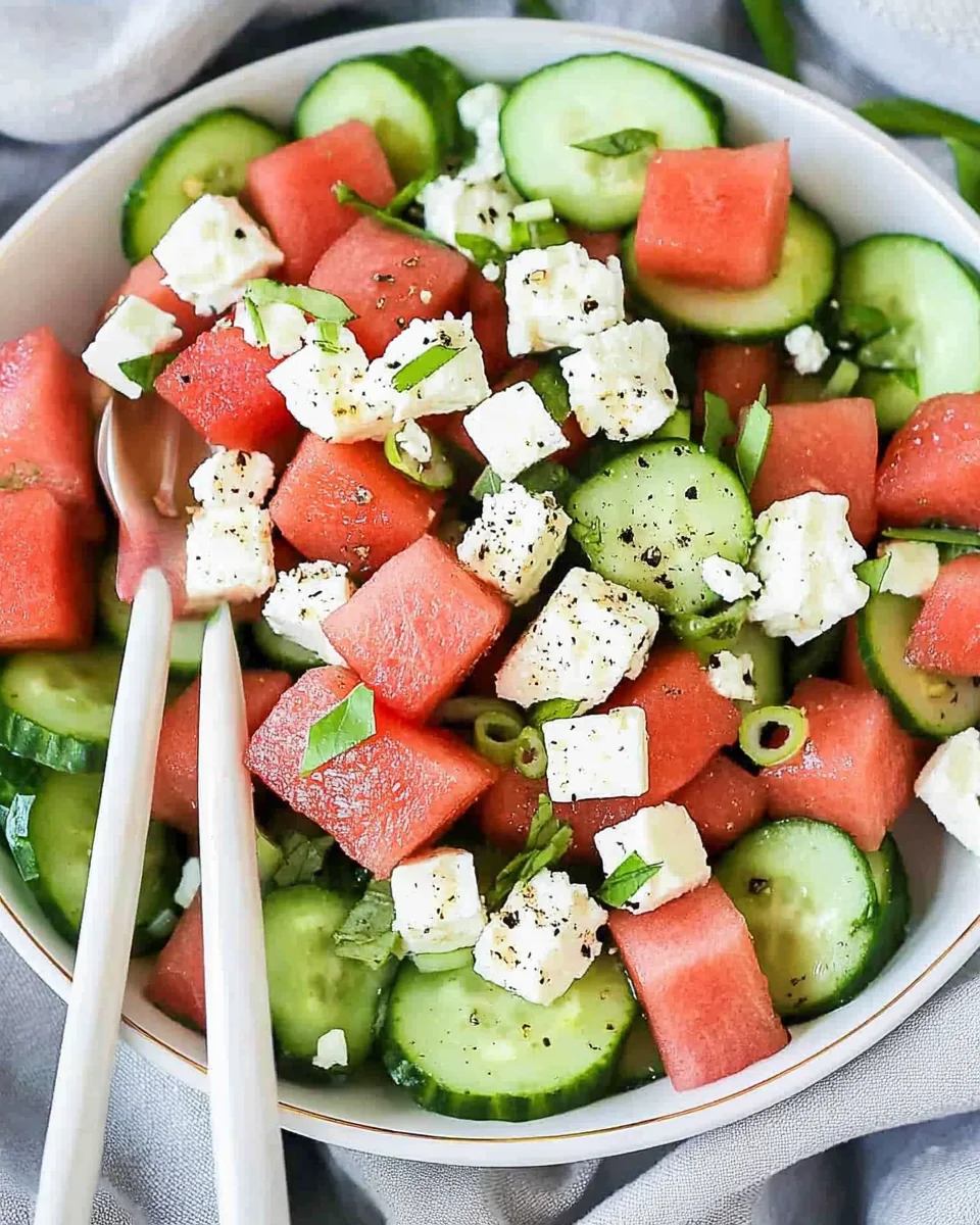 Watermelon Cucumber Feta Salad