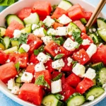 Watermelon Salad Recipe with Feta and Cucumber