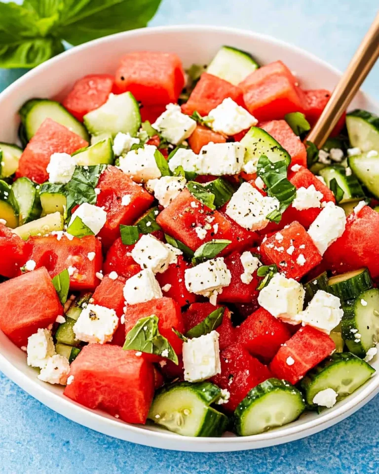 Watermelon Salad Recipe with Feta and Cucumber