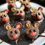 Halloween Dessert - Strawberry and Chocolate fudge mice