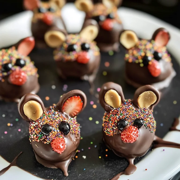 Halloween Dessert - Strawberry and Chocolate fudge mice