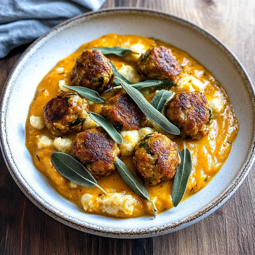 Turkey Meatballs in Pumpkin Sage Sauce