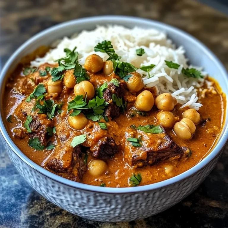 Coconut Beef & Chickpea Curry with Garlic Naan