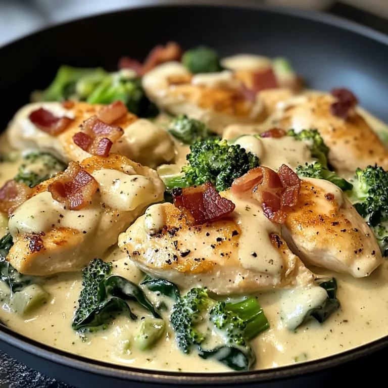 Creamy Chicken Alfredo with Bacon, Spinach & Broccoli