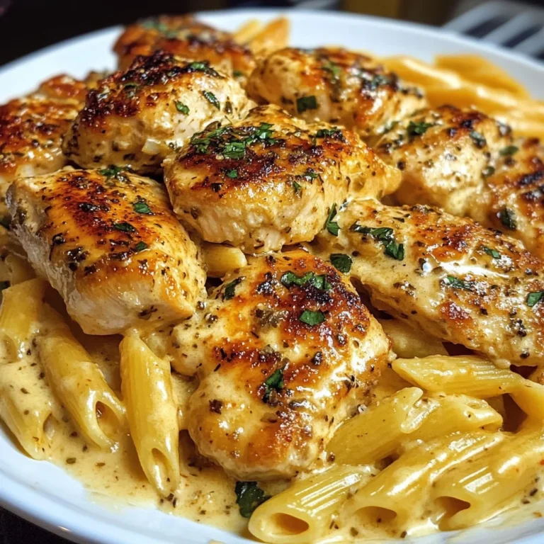 Creamy Garlic Butter Chicken with Cheesy Penne and Parmesan Sauce