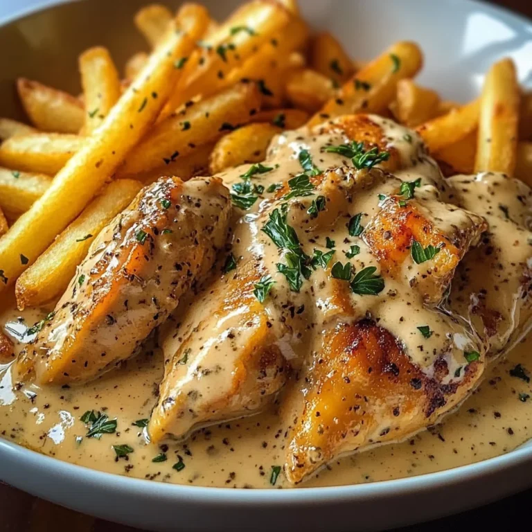 Creamy Garlic Herb Chicken with Crispy Fries