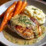 Herb Cream Chicken with Mashed Potatoes & Glazed Carrots