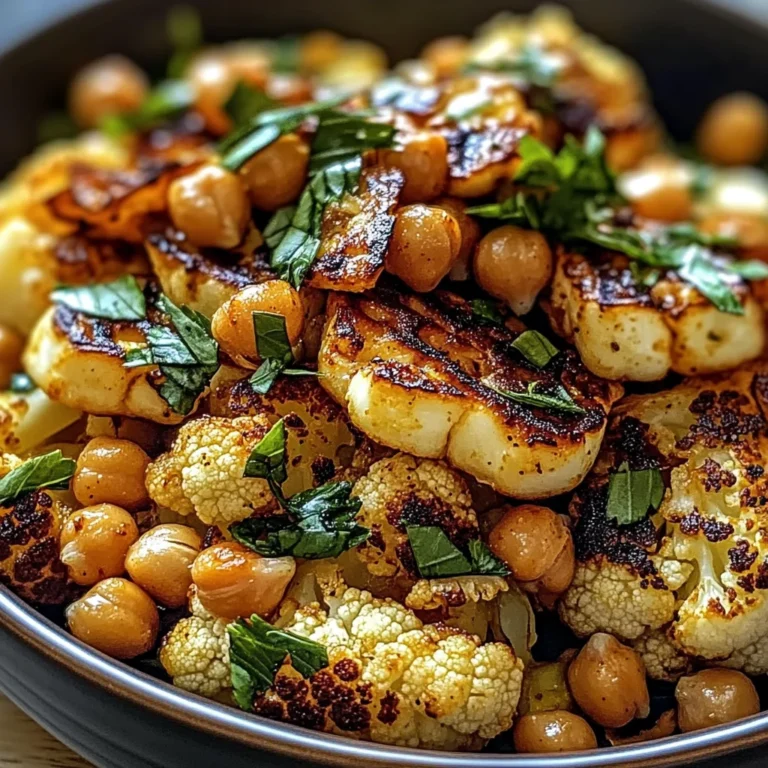 Honey Curry Roasted Cauliflower with Grilled Halloumi and Crunchy Chickpeas