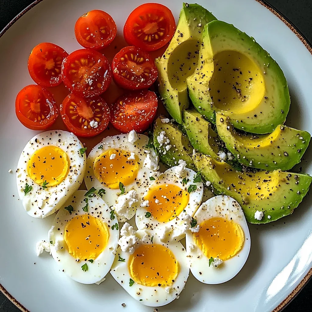 Mediterranean Breakfast Plate with Eggs, Feta & Avocado
