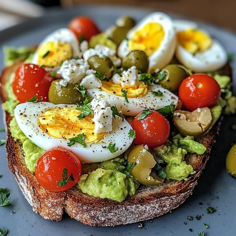 Mediterranean Egg & Avocado Toast with Feta, Olives & Tomatoes