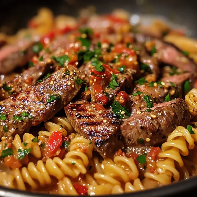 One-Pot Creamy Spicy Garlic Butter Steak & Pasta