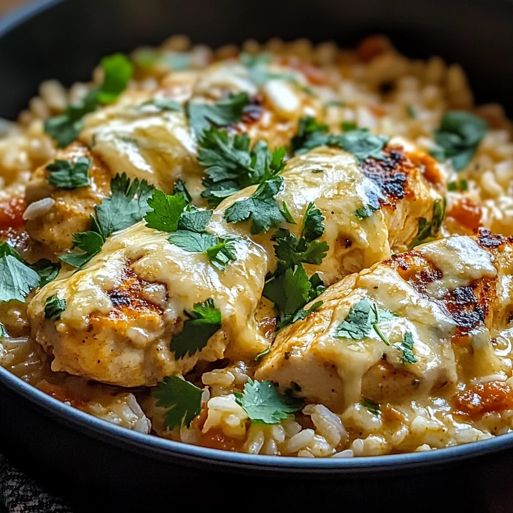 One Pot Queso Chicken and Rice : Easy Comfort Food