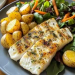 Pan-Seared White Fish with Herbed Baby Potatoes & Garden Salad
