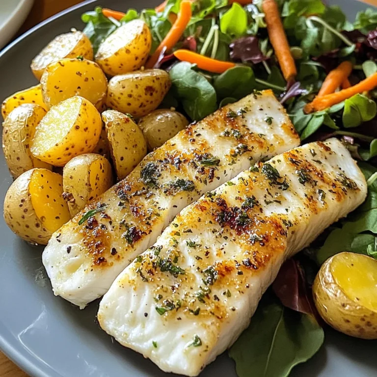 Pan-Seared White Fish with Herbed Baby Potatoes & Garden Salad