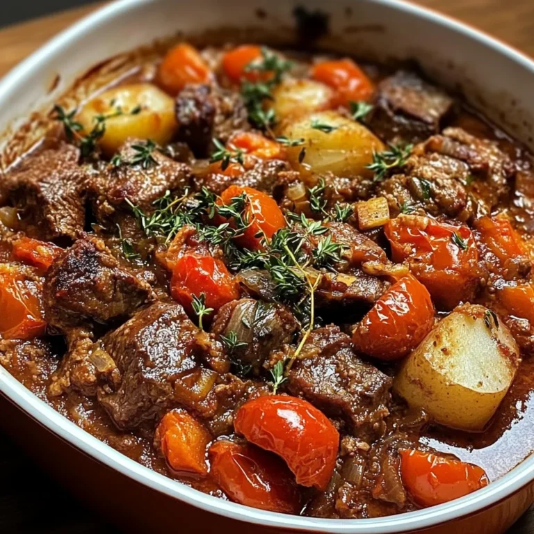 Slow-Baked Beef Casserole with Herbs and Tomatoes