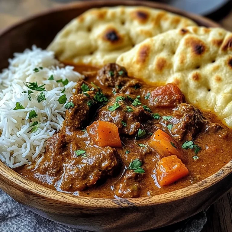 Slow-Cooked Beef Curry with Garlic Naan