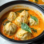 Soup Dumplings in Thai Red Curry Sauce