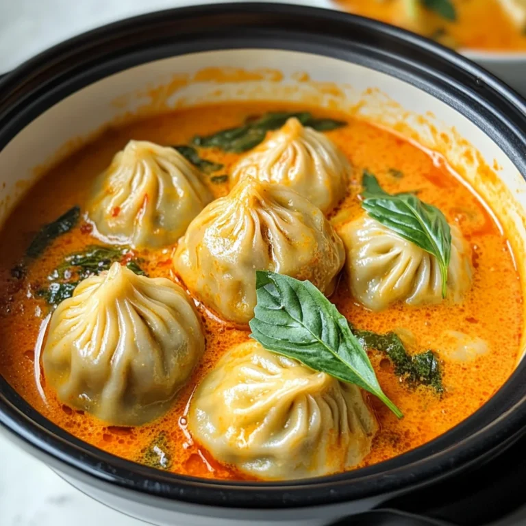 Soup Dumplings in Thai Red Curry Sauce